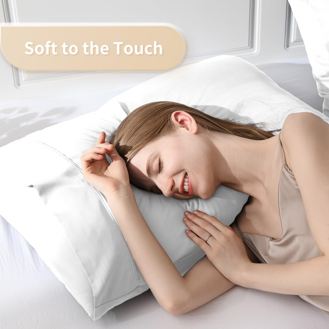Body Pillowcase, Cooling Viscose from Bamboo Pillow Cover with Zipper Closure, Soft Moisture-Wicking for Hot Sleepers, Hair and Skin-Friendly, Gray, 1 Pack