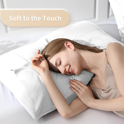 Body Pillowcase, Cooling Viscose from Bamboo Pillow Cover with Zipper Closure, Soft Moisture-Wicking for Hot Sleepers, Hair and Skin-Friendly, Gray, 1 Pack