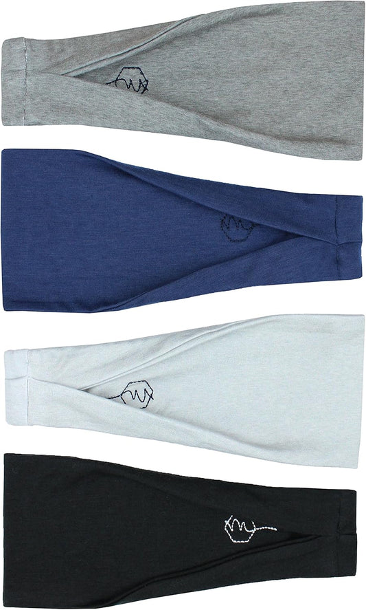 4" Wide Workout Headbands for Women (4 Pack) – Non-Slip Sweatbands for Gym, Running & Yoga