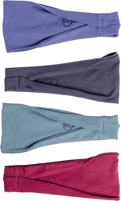 4" Wide Workout Headbands for Women (4 Pack) – Non-Slip Sweatbands for Gym, Running & Yoga