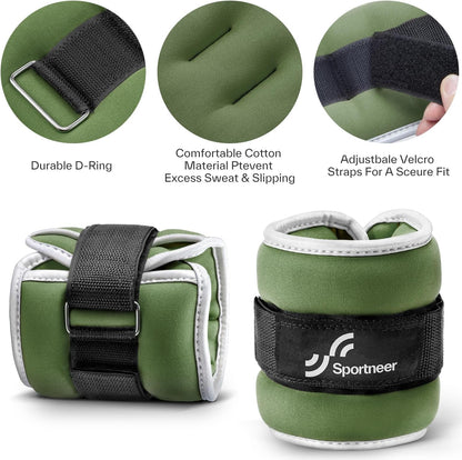 Ankle Weights Wrist Weights Pair of 1/2/4/6/10 LBS for Men Women Kids Strength Training Wrist and Ankle Weights Set with Reflective Strips for Dancing Running Walking Fitness Workout Gym