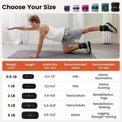 Ankle Weights Wrist Weights Pair of 1/2/4/6/10 LBS for Men Women Kids Strength Training Wrist and Ankle Weights Set with Reflective Strips for Dancing Running Walking Fitness Workout Gym