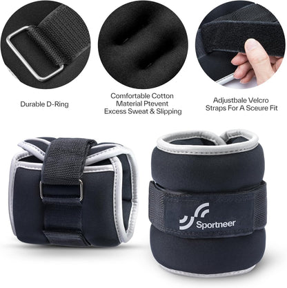 Ankle Weights Wrist Weights Pair of 1/2/4/6/10 LBS for Men Women Kids Strength Training Wrist and Ankle Weights Set with Reflective Strips for Dancing Running Walking Fitness Workout Gym