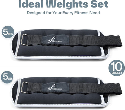 Ankle Weights Wrist Weights Pair of 1/2/4/6/10 LBS for Men Women Kids Strength Training Wrist and Ankle Weights Set with Reflective Strips for Dancing Running Walking Fitness Workout Gym