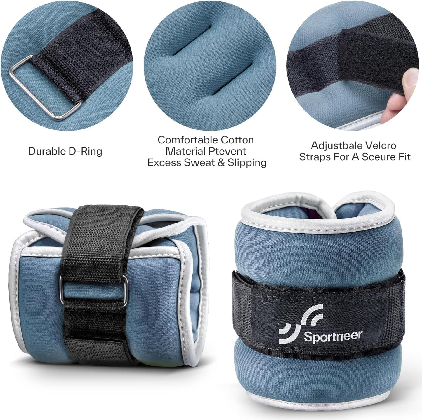 Ankle Weights Wrist Weights Pair of 1/2/4/6/10 LBS for Men Women Kids Strength Training Wrist and Ankle Weights Set with Reflective Strips for Dancing Running Walking Fitness Workout Gym