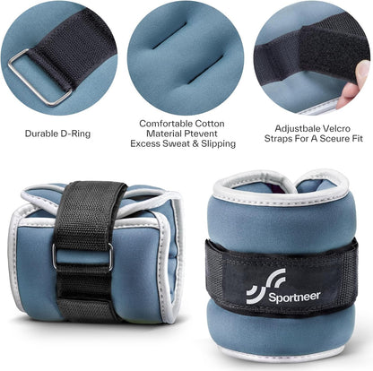 Ankle Weights Wrist Weights Pair of 1/2/4/6/10 LBS for Men Women Kids Strength Training Wrist and Ankle Weights Set with Reflective Strips for Dancing Running Walking Fitness Workout Gym