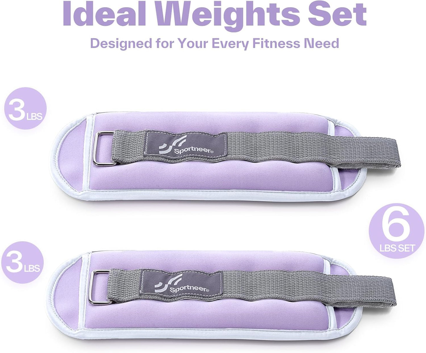 Ankle Weights Wrist Weights Pair of 1/2/4/6/10 LBS for Men Women Kids Strength Training Wrist and Ankle Weights Set with Reflective Strips for Dancing Running Walking Fitness Workout Gym