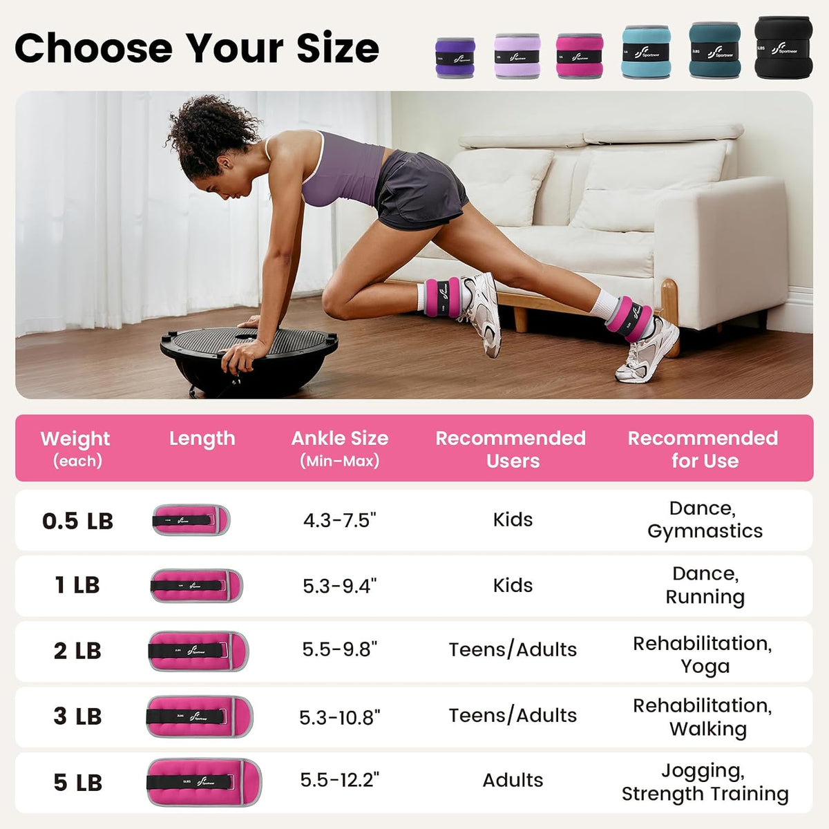 Ankle Weights Wrist Weights Pair of 1/2/4/6/10 LBS for Men Women Kids Strength Training Wrist and Ankle Weights Set with Reflective Strips for Dancing Running Walking Fitness Workout Gym