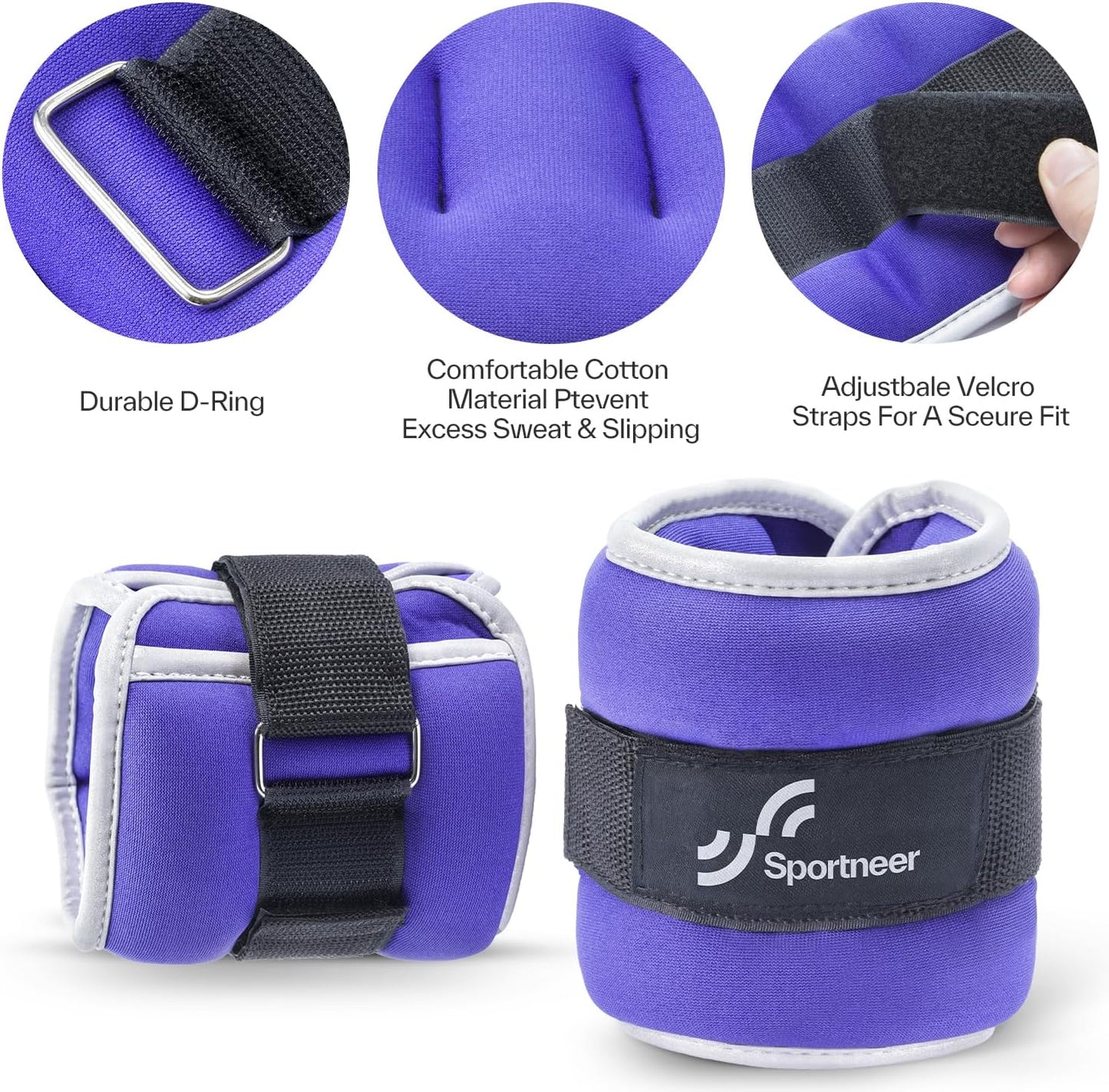 Ankle Weights Wrist Weights Pair of 1/2/4/6/10 LBS for Men Women Kids Strength Training Wrist and Ankle Weights Set with Reflective Strips for Dancing Running Walking Fitness Workout Gym