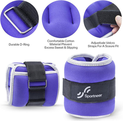 Ankle Weights Wrist Weights Pair of 1/2/4/6/10 LBS for Men Women Kids Strength Training Wrist and Ankle Weights Set with Reflective Strips for Dancing Running Walking Fitness Workout Gym
