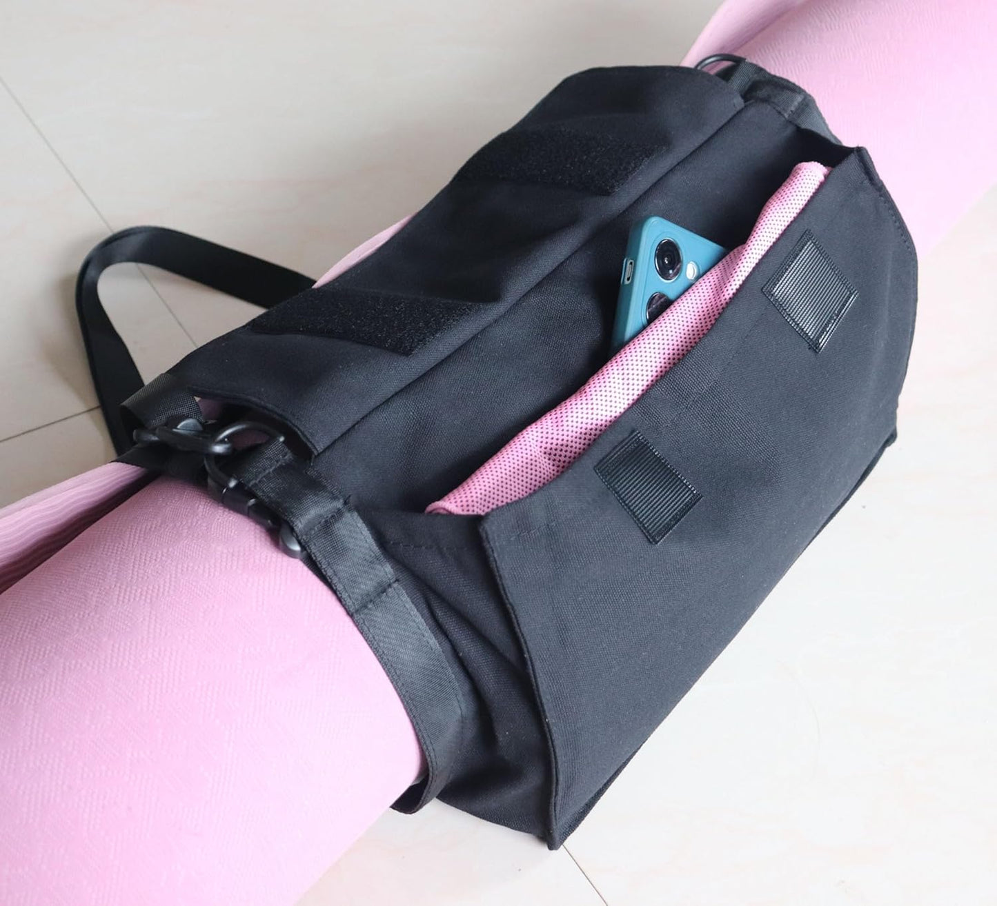 Yoga Mat Carrier Strap Shoulder Bag with Large Compartment Zipper Pocket