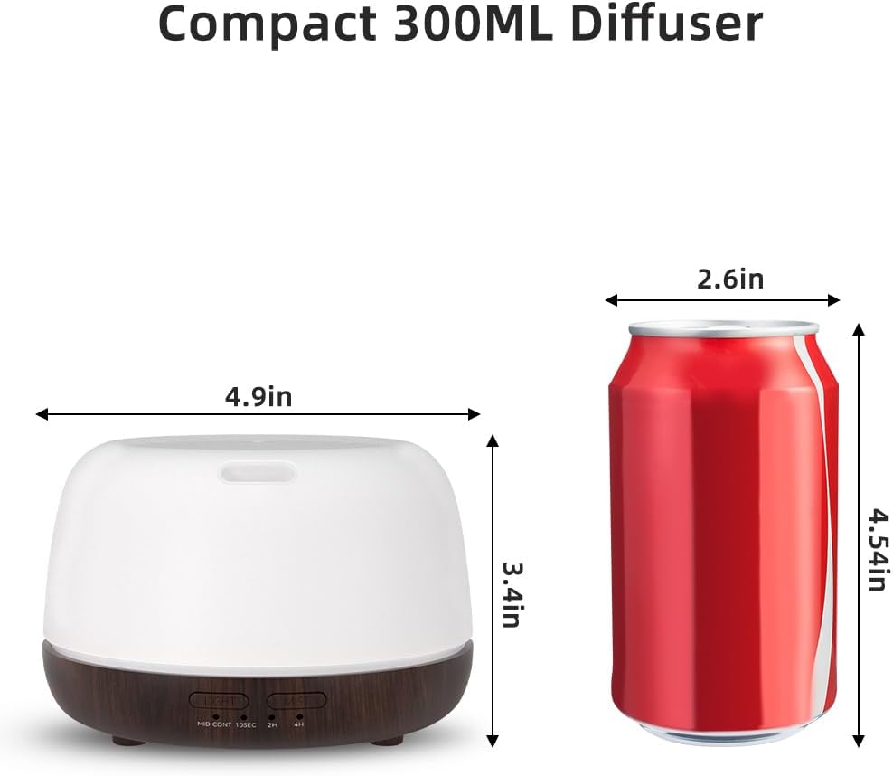 300ml Essential Oil Diffuser with Remote and 7-Color LED Light