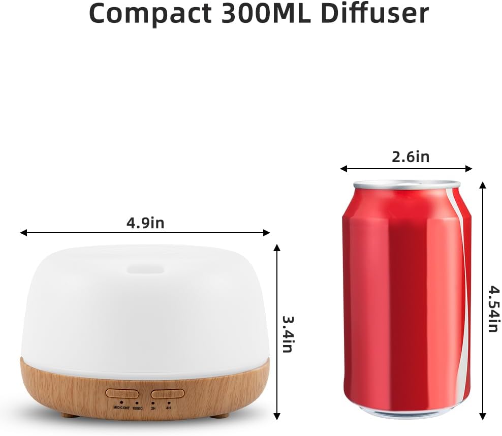 300ml Essential Oil Diffuser with Remote and 7-Color LED Light