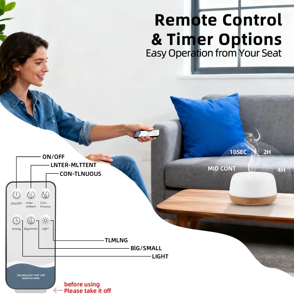 300ml Essential Oil Diffuser with Remote and 7-Color LED Light