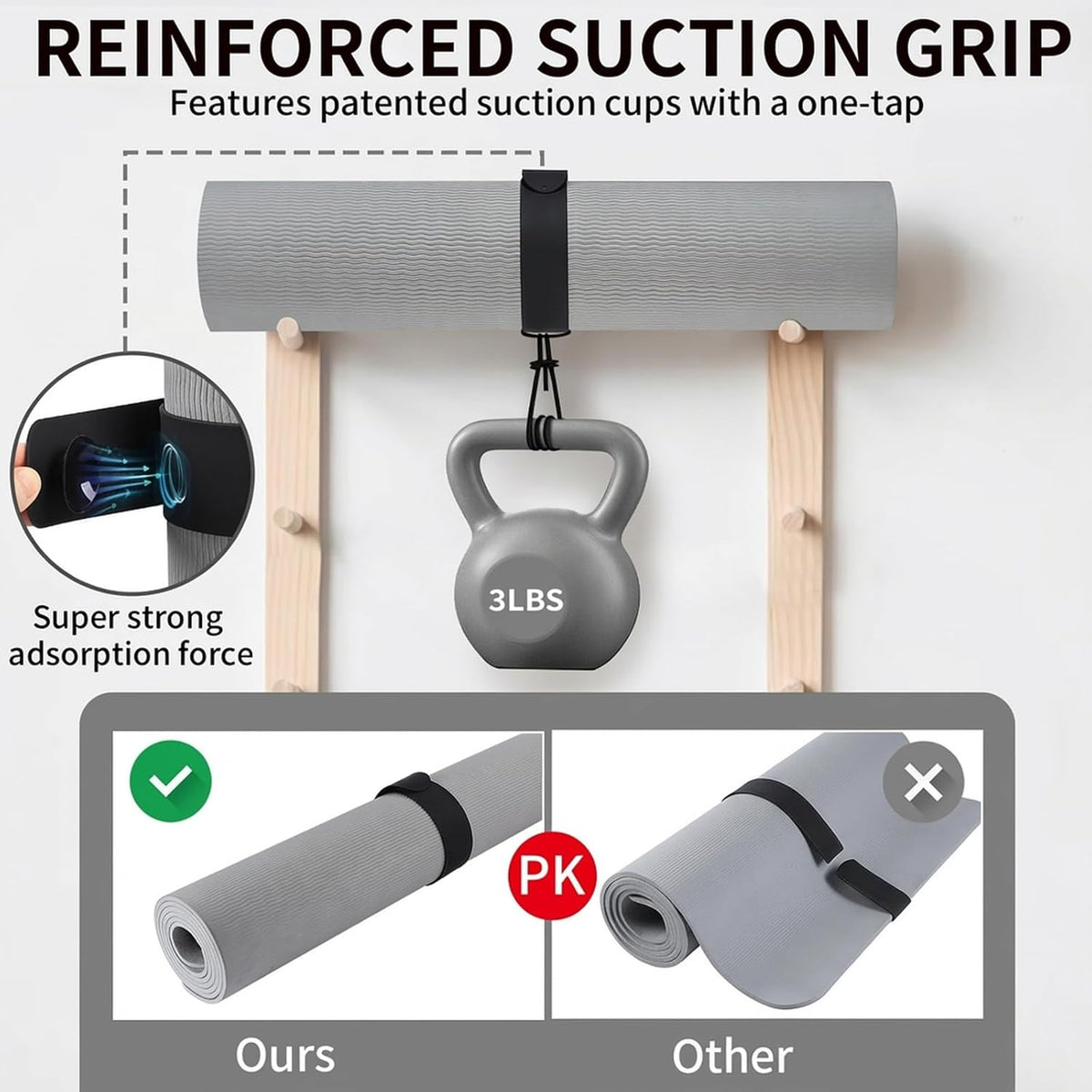 Yoga Mat Carrier Strap, Adjustable Thick Straps Sling for Carrying Large Mats, Stretching Band