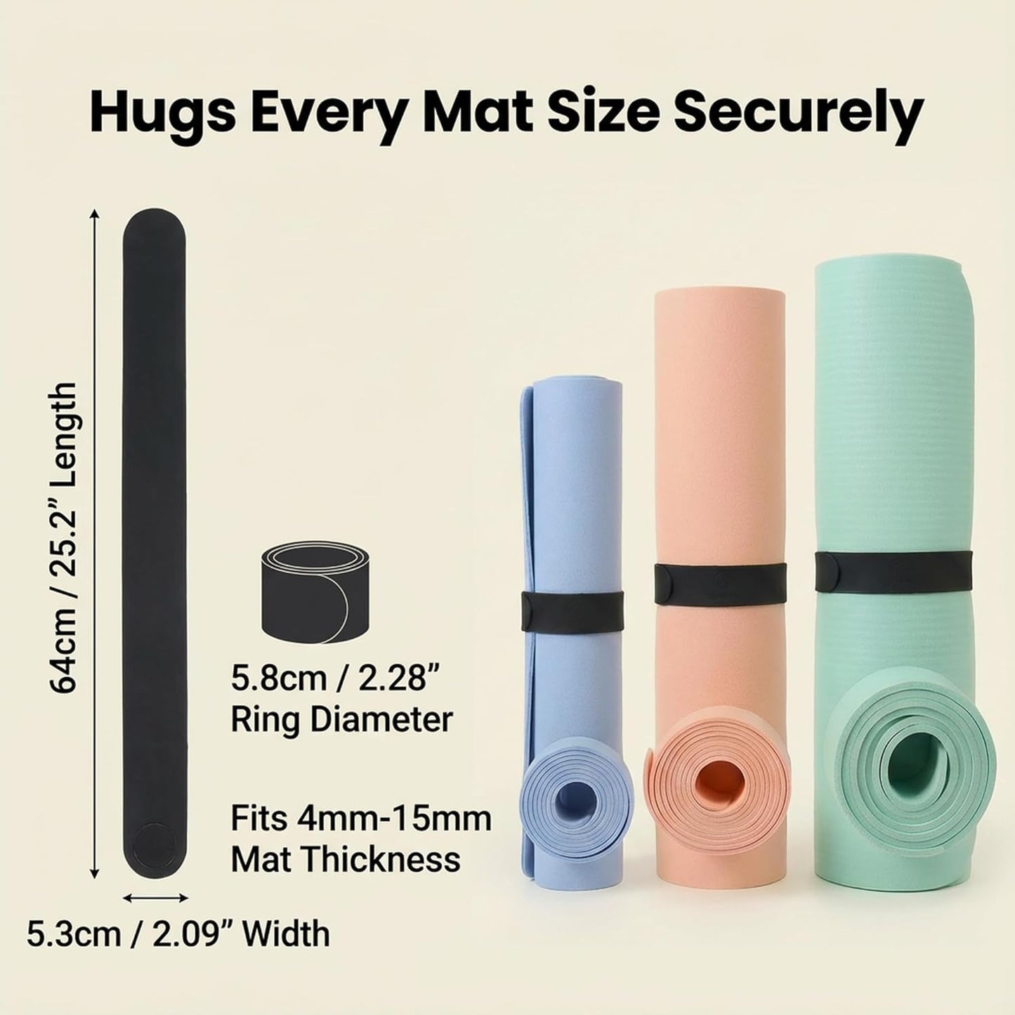 Yoga Mat Carrier Strap, Adjustable Thick Straps Sling for Carrying Large Mats, Stretching Band
