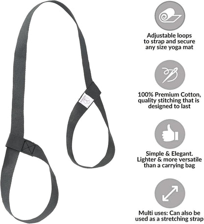 Yoga Mat Carrier Strap, Adjustable Thick Straps Sling for Carrying Large Mats, Stretching Band