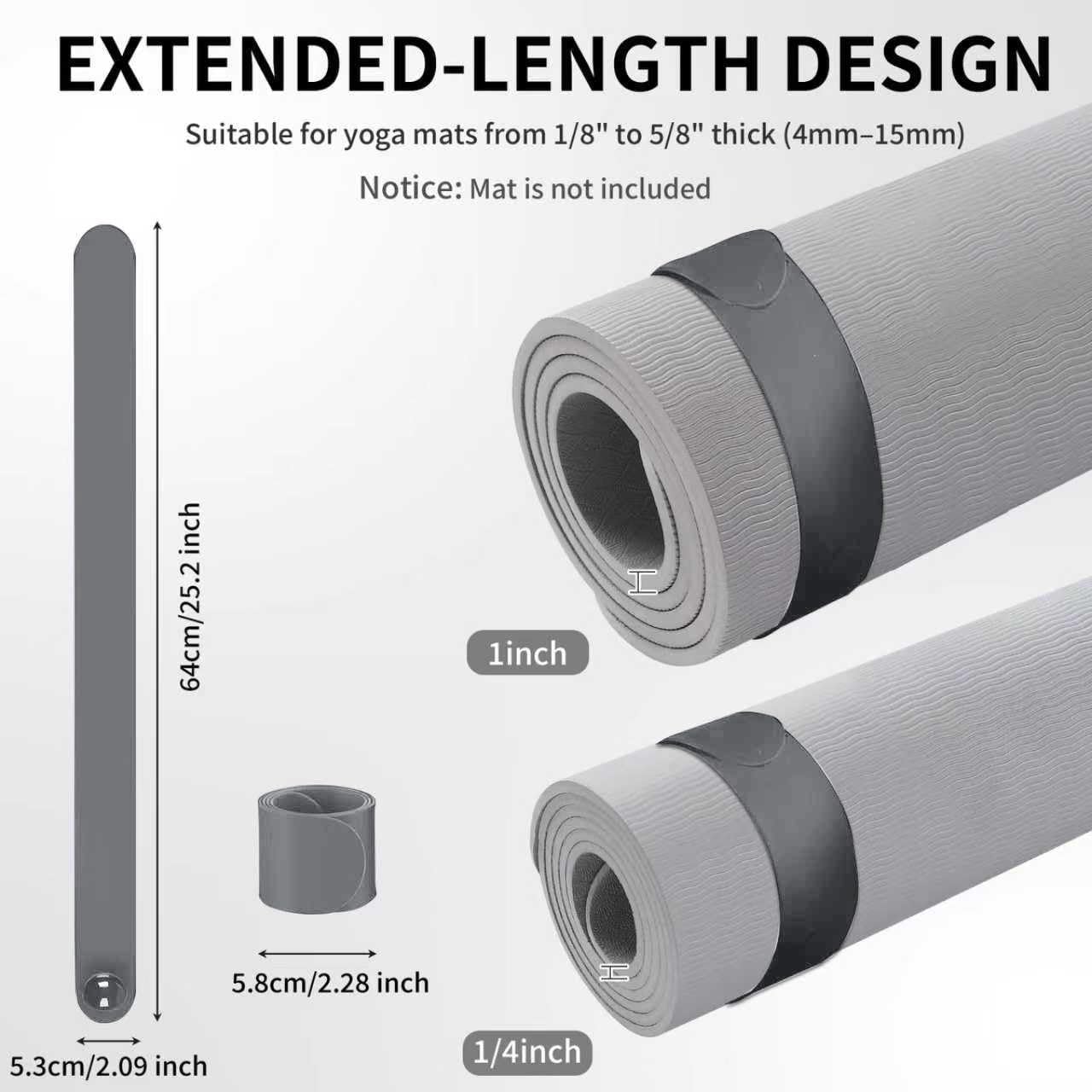 Yoga Mat Carrier Strap, Adjustable Thick Straps Sling for Carrying Large Mats, Stretching Band
