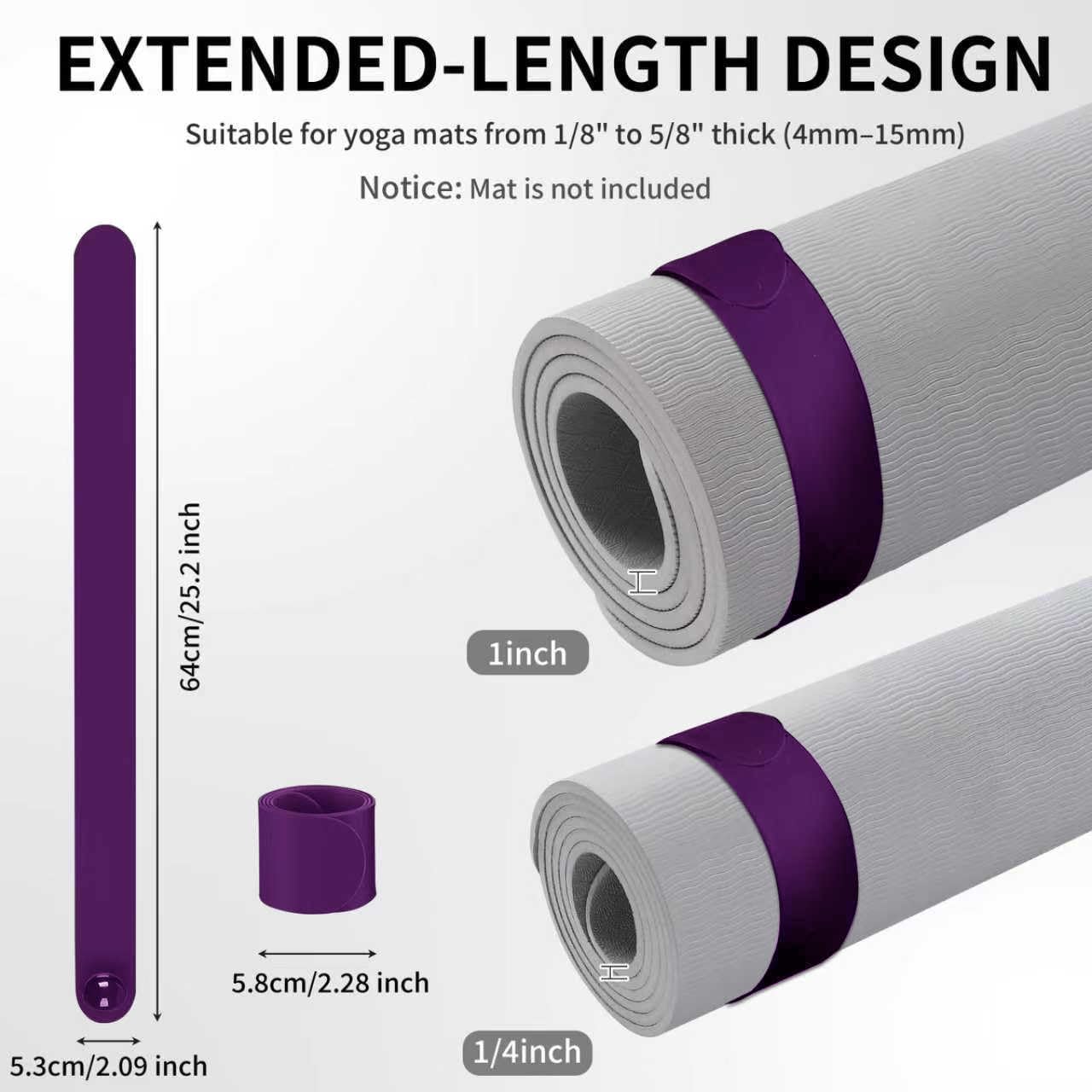 Yoga Mat Carrier Strap, Adjustable Thick Straps Sling for Carrying Large Mats, Stretching Band