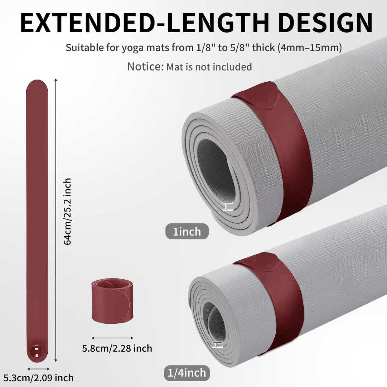 Yoga Mat Carrier Strap, Adjustable Thick Straps Sling for Carrying Large Mats, Stretching Band