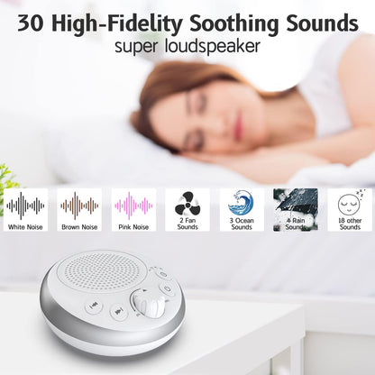 Sound Machine Loud White Noise Machine Nonstop Brown Noise Sleep Machine 30 Soothing Sounds for Baby Kids Adults Pink Noise Sounds Machine 36-Level Vol 4 Timer Memory Function for Home Travel Office
