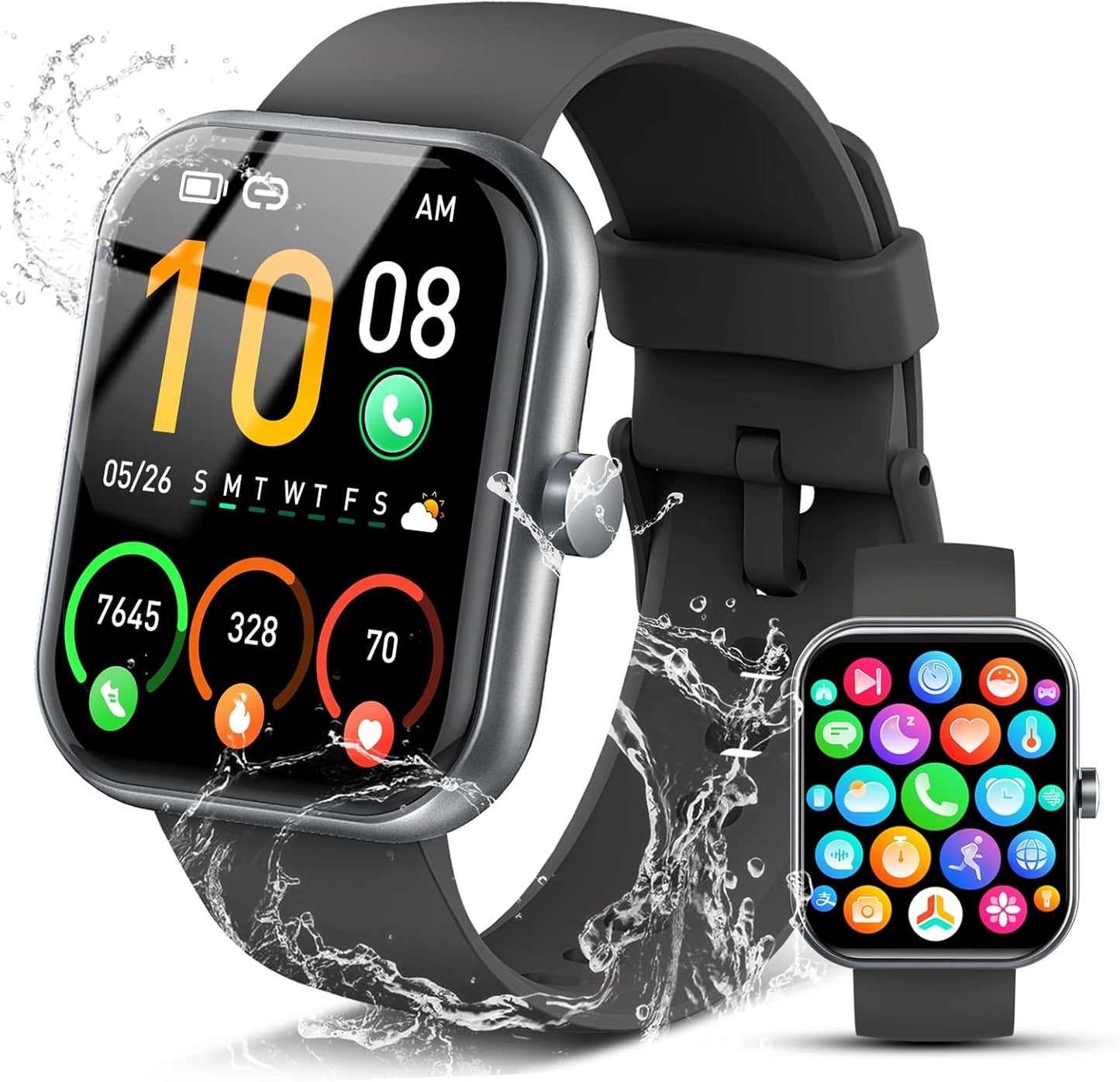 2026 Smart Watch for Men Women (Answer/Make Call), 1.96" HD Fitness Tracker Running Watch, IP68 Waterproof,Pedometer, Sleep/Step/Activity/Heart Rate Monitor,110+ Sport Mode Smartwatch for Android iOS