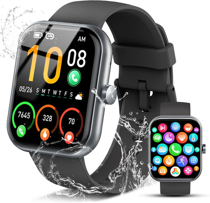 2026 Smart Watch for Men Women (Answer/Make Call), 1.96" HD Fitness Tracker Running Watch, IP68 Waterproof,Pedometer, Sleep/Step/Activity/Heart Rate Monitor,110+ Sport Mode Smartwatch for Android iOS