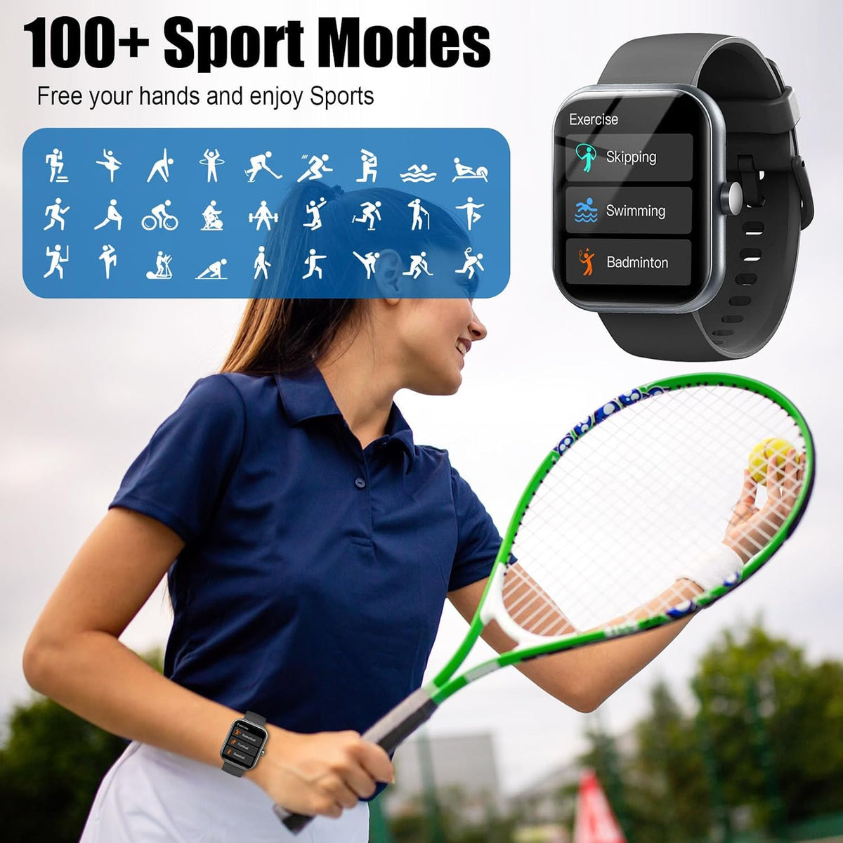 2026 Smart Watch for Men Women (Answer/Make Call), 1.96" HD Fitness Tracker Running Watch, IP68 Waterproof,Pedometer, Sleep/Step/Activity/Heart Rate Monitor,110+ Sport Mode Smartwatch for Android iOS