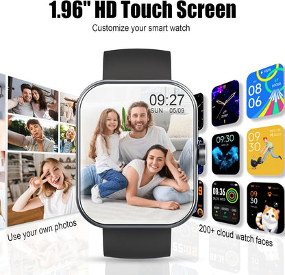 2026 Smart Watch for Men Women (Answer/Make Call), 1.96" HD Fitness Tracker Running Watch, IP68 Waterproof,Pedometer, Sleep/Step/Activity/Heart Rate Monitor,110+ Sport Mode Smartwatch for Android iOS