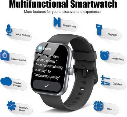 2026 Smart Watch for Men Women (Answer/Make Call), 1.96" HD Fitness Tracker Running Watch, IP68 Waterproof,Pedometer, Sleep/Step/Activity/Heart Rate Monitor,110+ Sport Mode Smartwatch for Android iOS