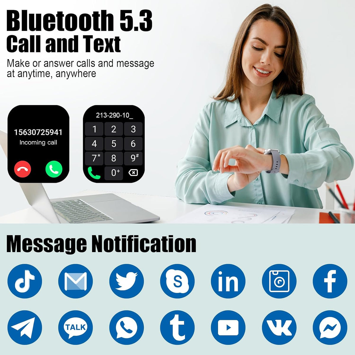 2026 Smart Watch for Men Women (Answer/Make Call), 1.96" HD Fitness Tracker Running Watch, IP68 Waterproof,Pedometer, Sleep/Step/Activity/Heart Rate Monitor,110+ Sport Mode Smartwatch for Android iOS
