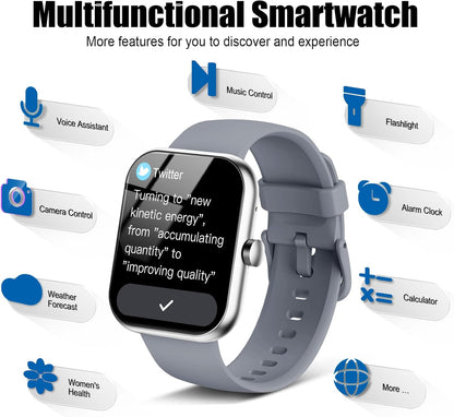 2026 Smart Watch for Men Women (Answer/Make Call), 1.96" HD Fitness Tracker Running Watch, IP68 Waterproof,Pedometer, Sleep/Step/Activity/Heart Rate Monitor,110+ Sport Mode Smartwatch for Android iOS