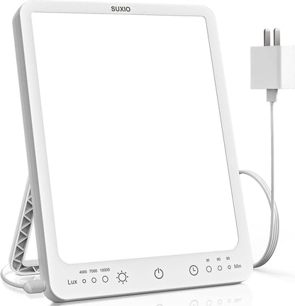 Light Therapy Lamp - 10000 Lux Therapy Lights, 3 Timing & Mode Happy Lamp, Touch Control Daylight Lamp with Memory Function, Portable Light Therapy Box for Home/Office Use As Lift Mood