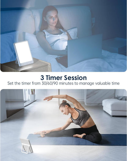 Light Therapy Lamp - 10000 Lux Therapy Lights, 3 Timing & Mode Happy Lamp, Touch Control Daylight Lamp with Memory Function, Portable Light Therapy Box for Home/Office Use As Lift Mood