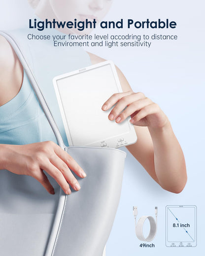 Light Therapy Lamp - 10000 Lux Therapy Lights, 3 Timing & Mode Happy Lamp, Touch Control Daylight Lamp with Memory Function, Portable Light Therapy Box for Home/Office Use As Lift Mood