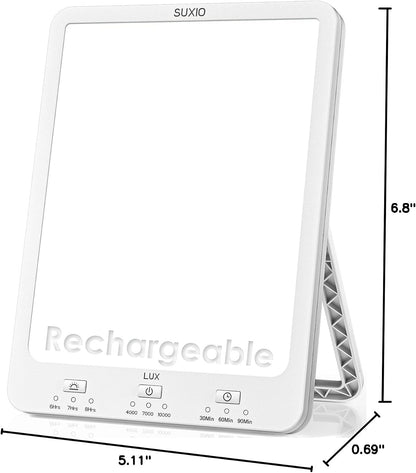 Light Therapy Lamp - 10000 Lux Therapy Lights, 3 Timing & Mode Happy Lamp, Touch Control Daylight Lamp with Memory Function, Portable Light Therapy Box for Home/Office Use As Lift Mood