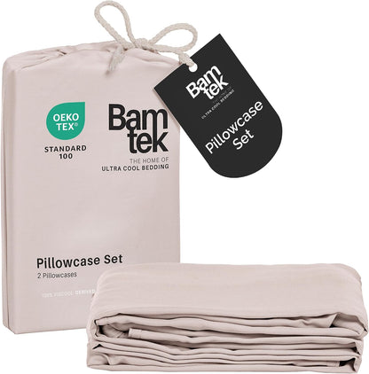 100% Viscose from Bamboo Pillowcase, Set of 2 Queen Pillow Cases