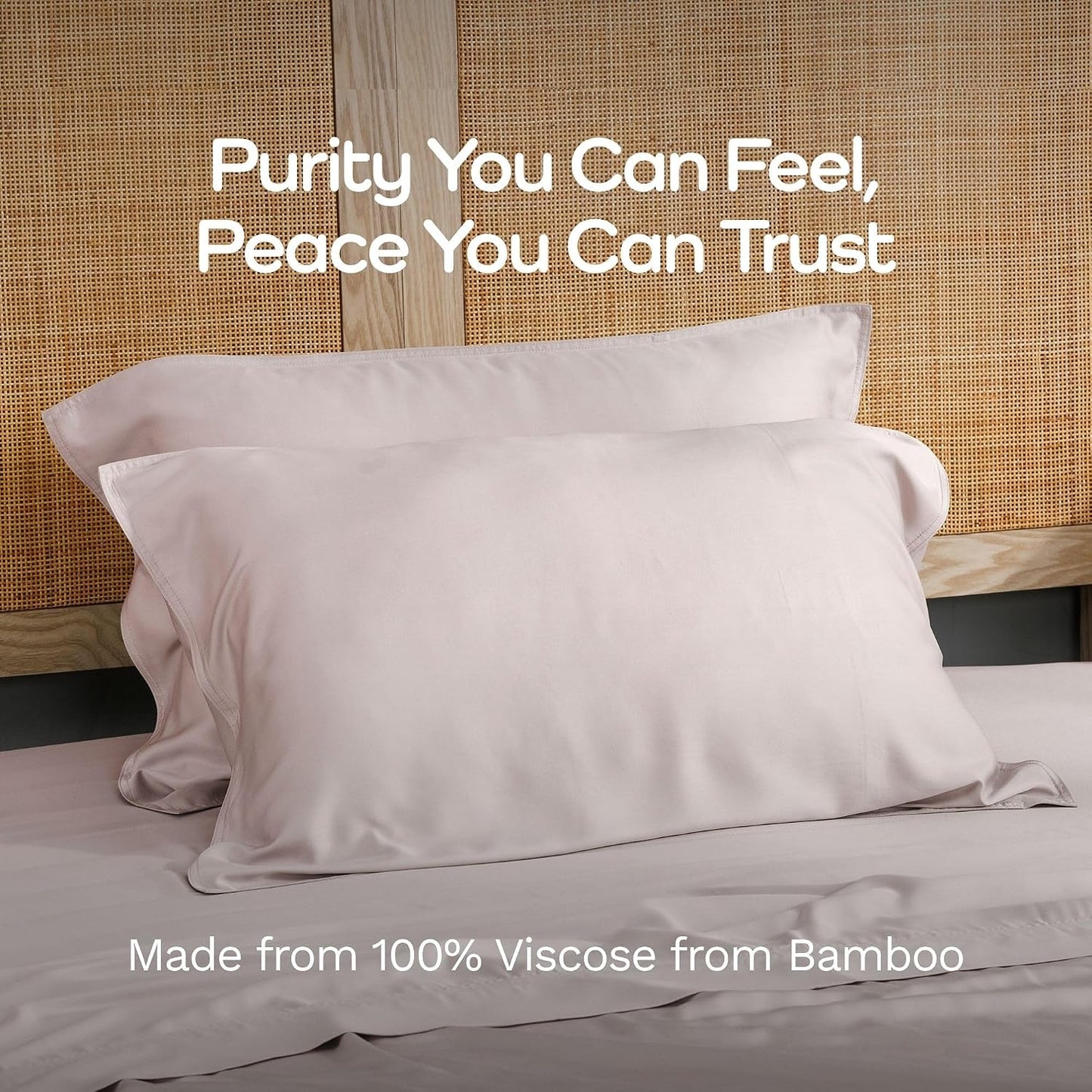 100% Viscose from Bamboo Pillowcase, Set of 2 Queen Pillow Cases