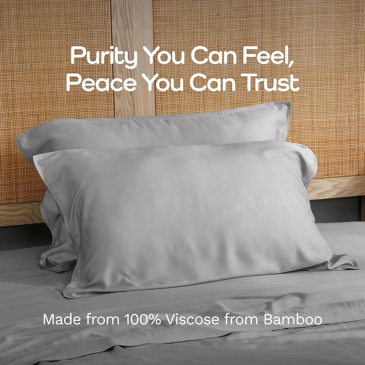 100% Viscose from Bamboo Pillowcase, Set of 2 Queen Pillow Cases