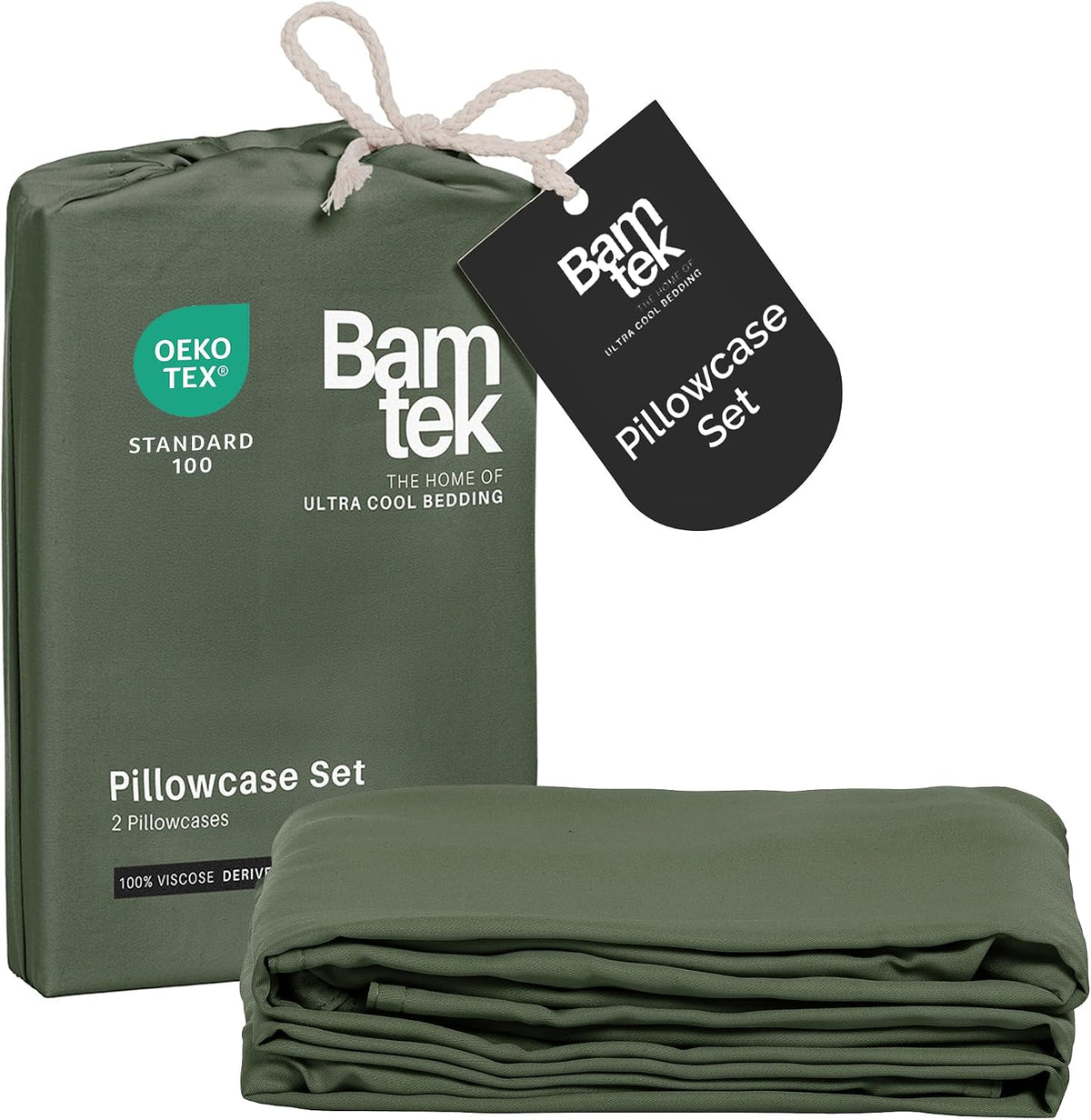 100% Viscose from Bamboo Pillowcase, Set of 2 Queen Pillow Cases