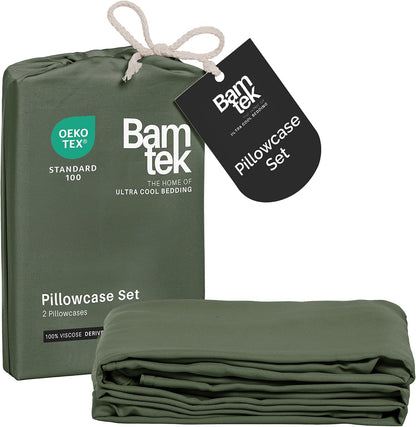 100% Viscose from Bamboo Pillowcase, Set of 2 Queen Pillow Cases