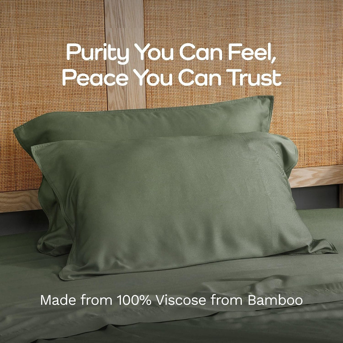 100% Viscose from Bamboo Pillowcase, Set of 2 Queen Pillow Cases