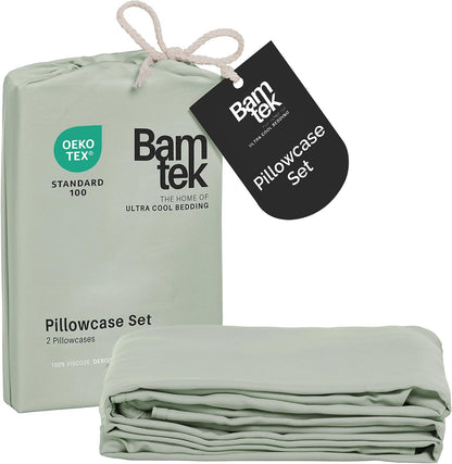 100% Viscose from Bamboo Pillowcase, Set of 2 Queen Pillow Cases