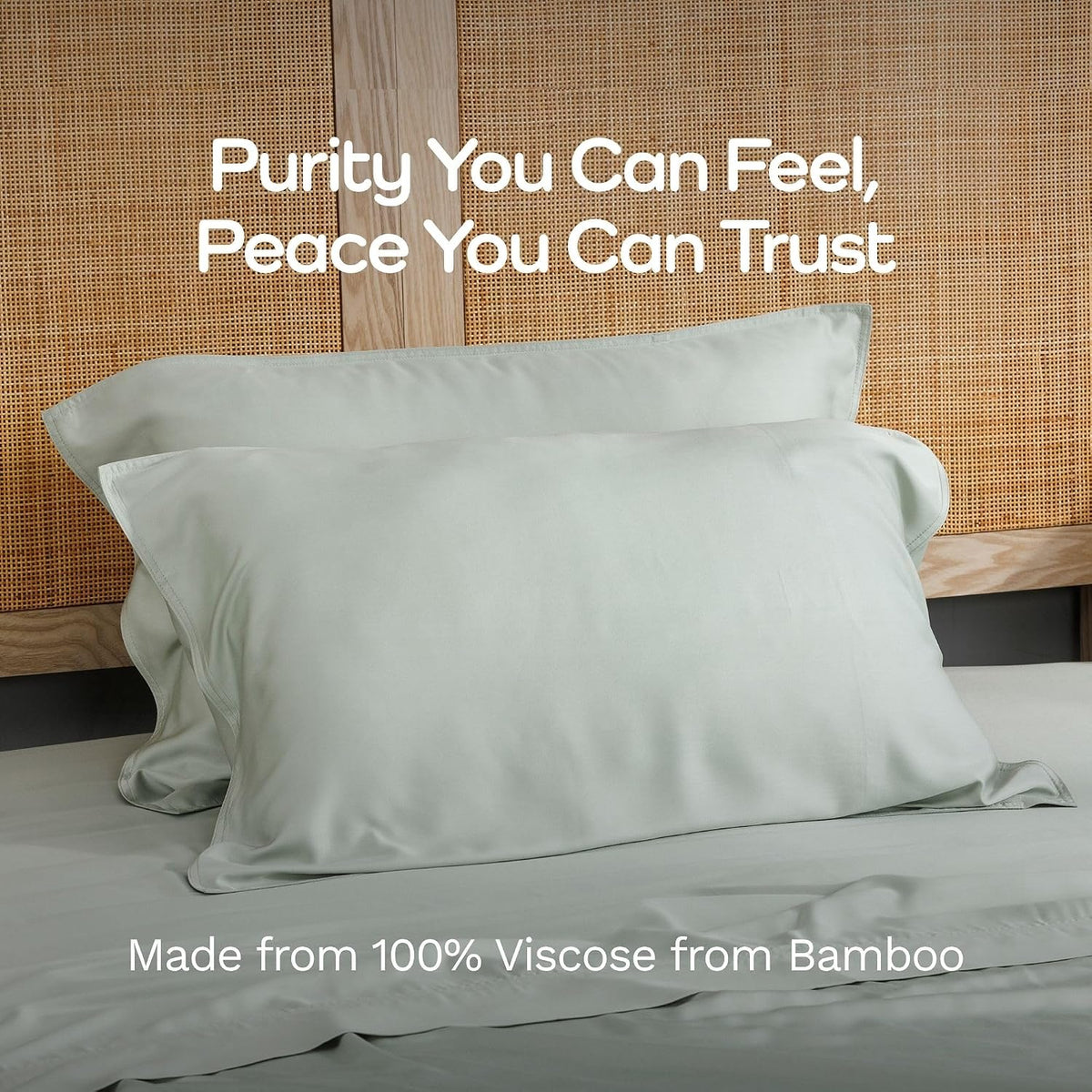 100% Viscose from Bamboo Pillowcase, Set of 2 Queen Pillow Cases
