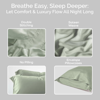 100% Viscose from Bamboo Pillowcase, Set of 2 Queen Pillow Cases