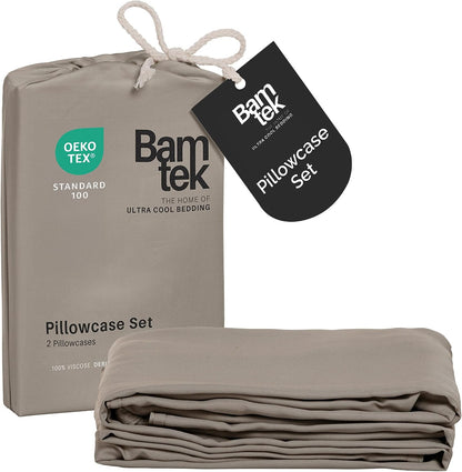 100% Viscose from Bamboo Pillowcase, Set of 2 Queen Pillow Cases