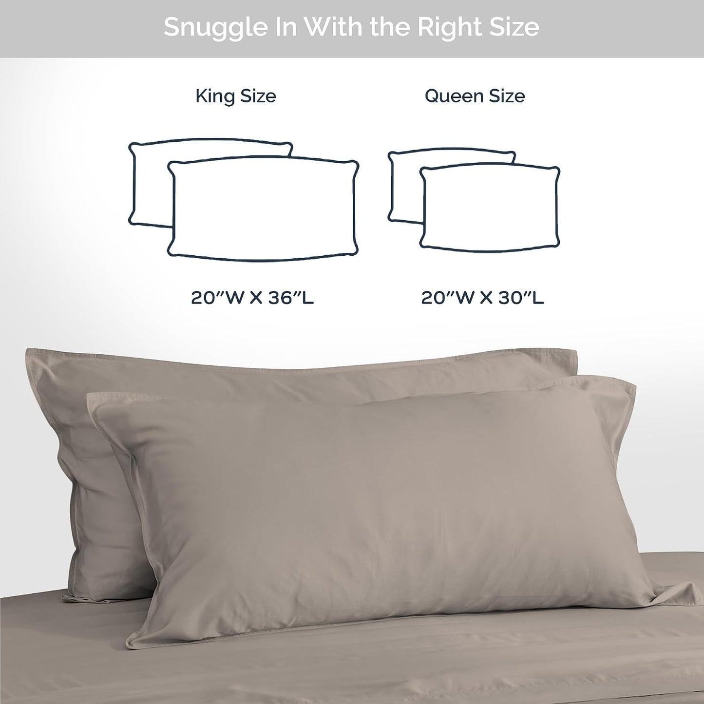 100% Viscose from Bamboo Pillowcase, Set of 2 Queen Pillow Cases