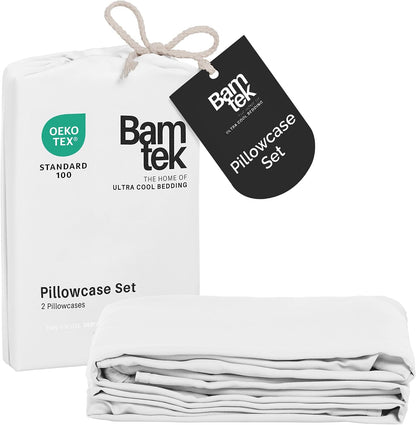 100% Viscose from Bamboo Pillowcase, Set of 2 Queen Pillow Cases
