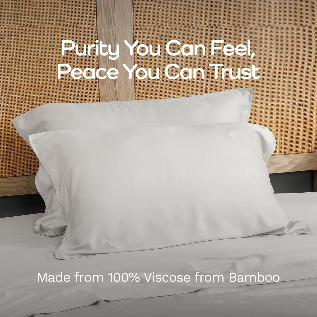 100% Viscose from Bamboo Pillowcase, Set of 2 Queen Pillow Cases