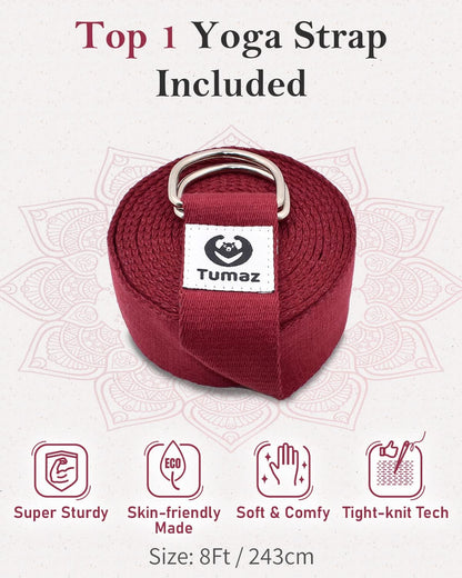Yoga Bolster Set, Rectangular Yoga Bolster with Washable Cover | Soft bolster for restorative yoga, meditation and stretching. Includes 8-ft strap, carry handle and washable cover